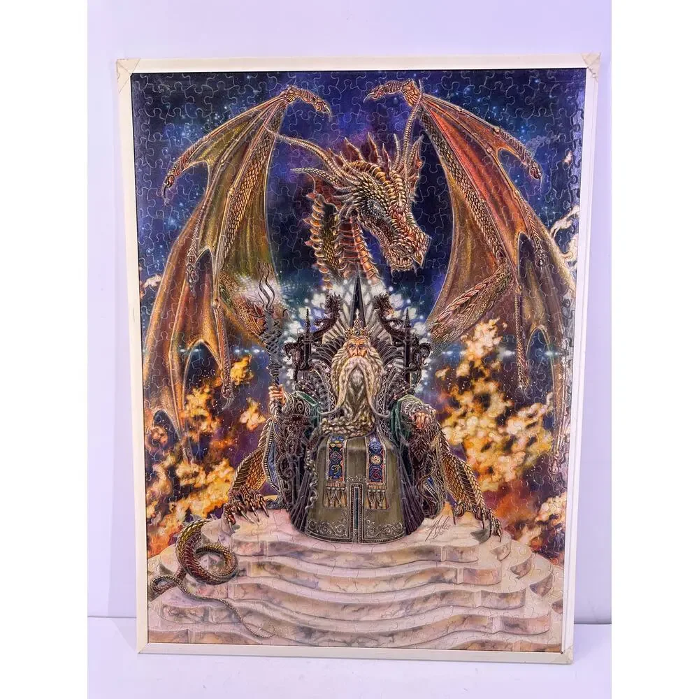 Vintage Glow In The Dark Wizard Dragon Puzzle Framed